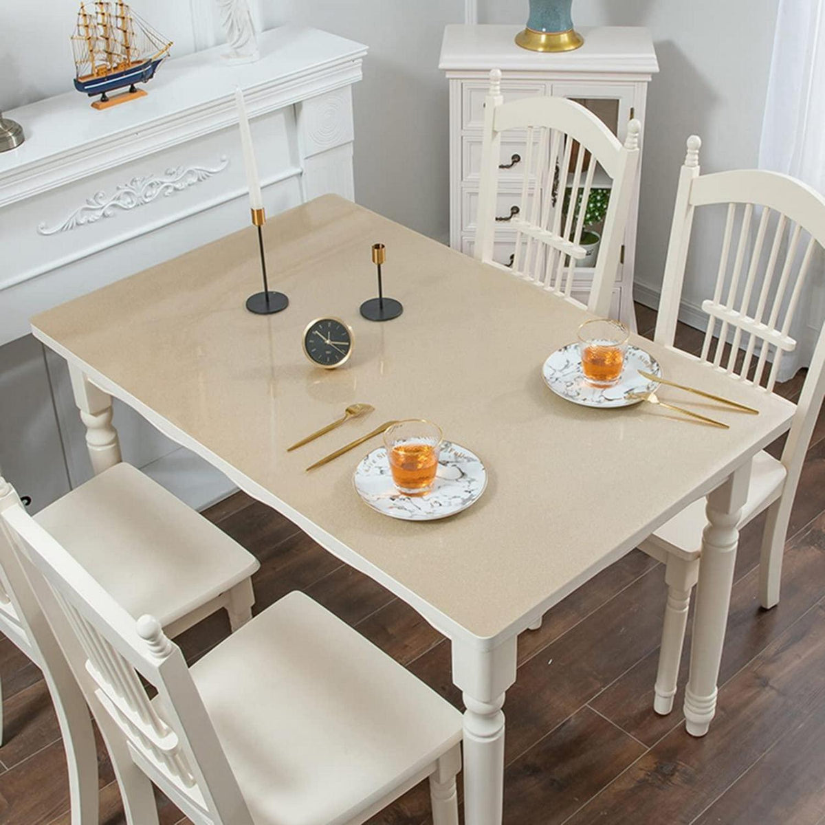 Wasserdichte PVC Tischdecke Rechteckig 85x180cm Gold Schutzfolie