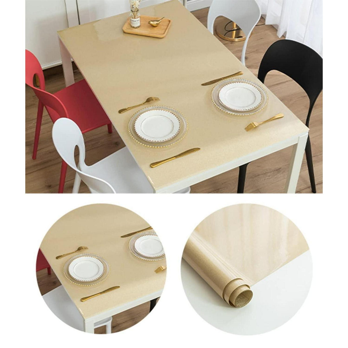 Wasserdichte PVC Tischdecke Rechteckig 85x180cm Gold Schutzfolie