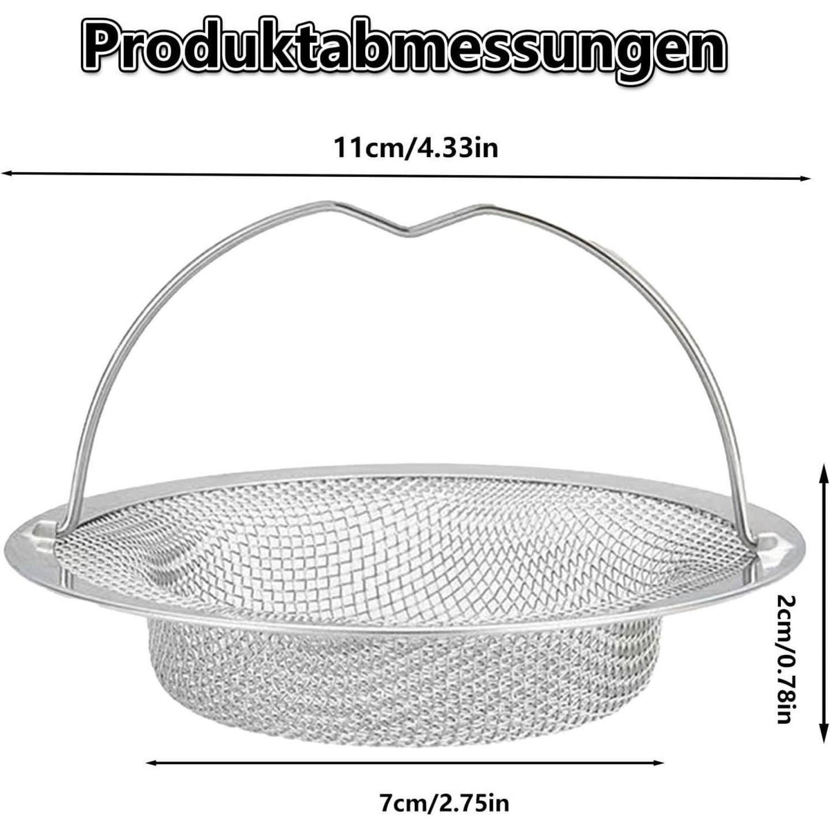 Edelstahl Spülbeckensieb mit Griff – 4er Set
