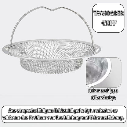 Edelstahl Spülbeckensieb mit Griff – 4er Set