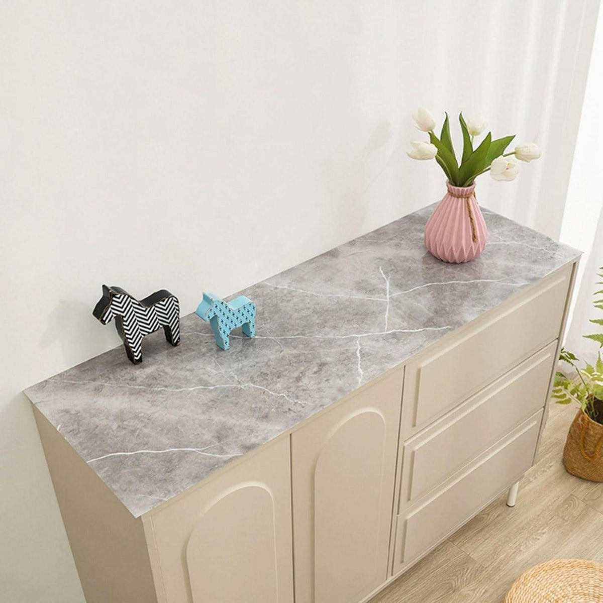 Wasserdichte Tischdecke Grau Marmor 90x150cm PVC Tischfolie