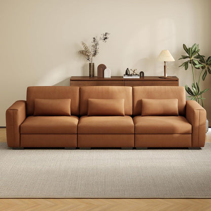 Bequemes 3-Sitzer Sofa Lederoptik 276cm – Wohnzimmer Couch