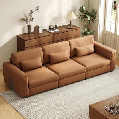 Bequemes 3-Sitzer Sofa Lederoptik 276cm – Wohnzimmer Couch