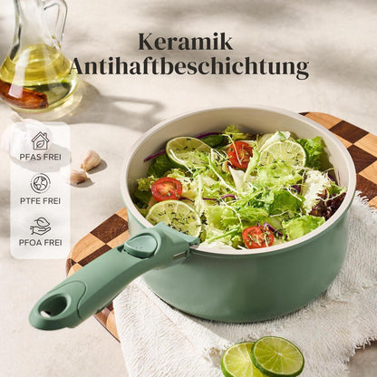 Topfset Keramik Antihaft 16/18/20cm mit Abnehmbaren Griffen