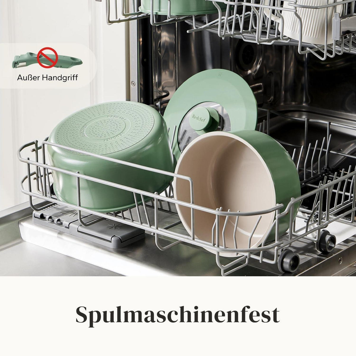 Topfset Keramik Antihaft 16/18/20cm mit Abnehmbaren Griffen