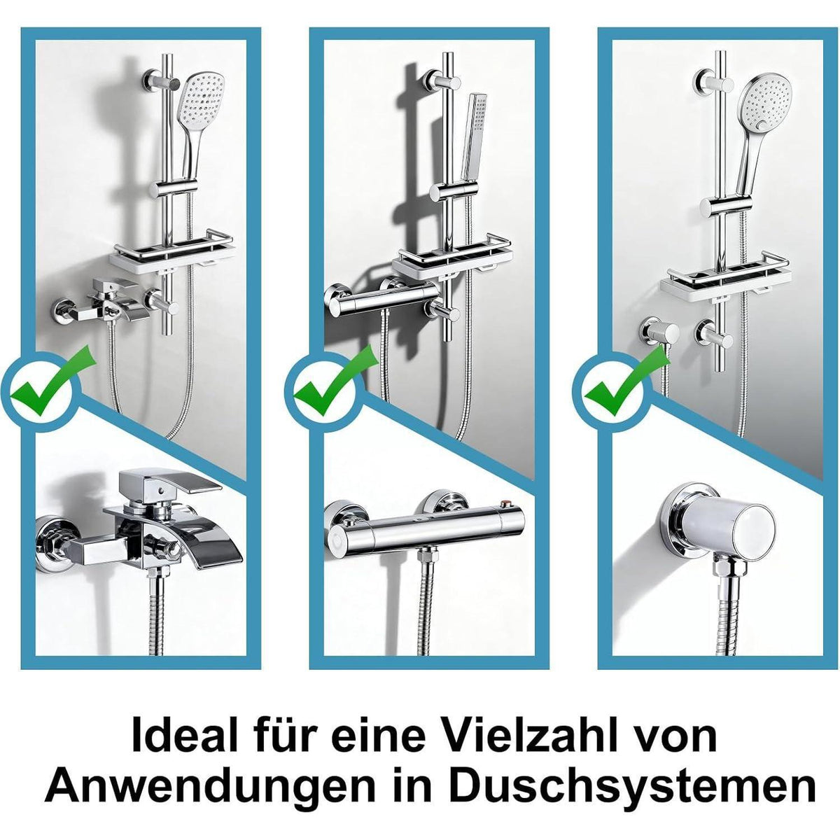 OFFO Duschset mit 3 Strahlarten & verstellbarer Duschstange