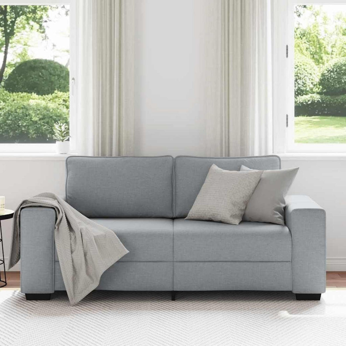 Klappsofa mit Schlaffunktion, Hellgrau, 2-Sitzer Sofa