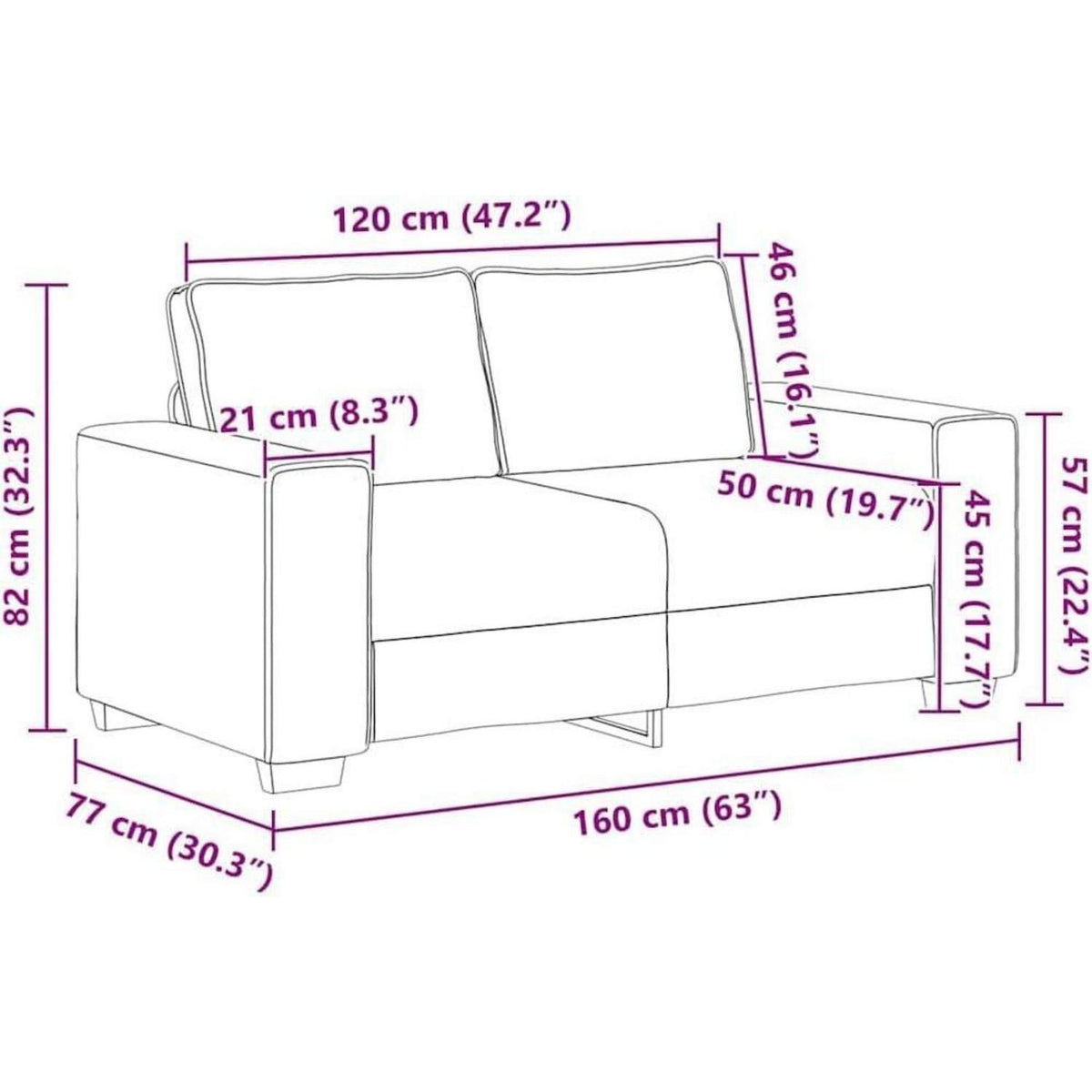 Bequemes 2-Sitzer Sofa im Modern-Stil, Creme