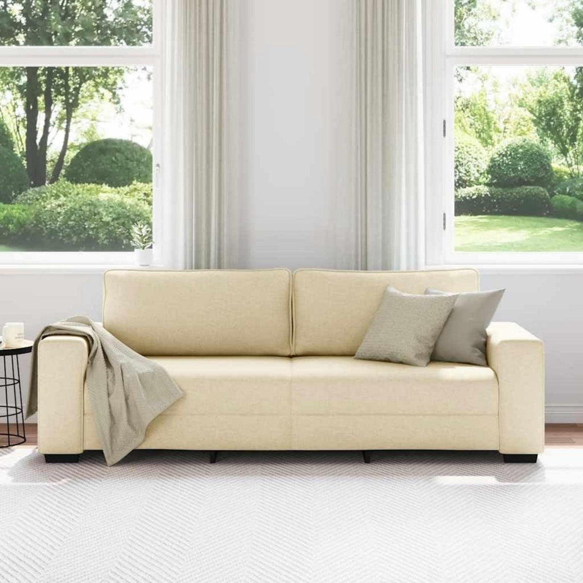 Bequemes 3-Sitzer Sofa im Modern-Stil, Creme 180cm