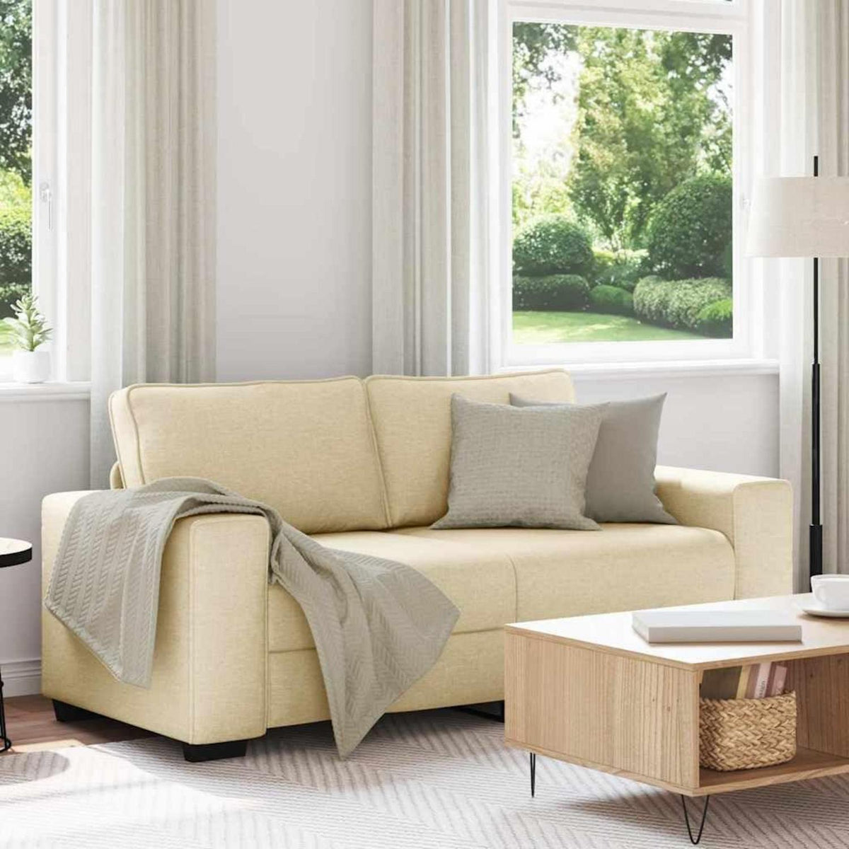 Bequemes 2-Sitzer Sofa im Modern-Stil, Creme 140cm