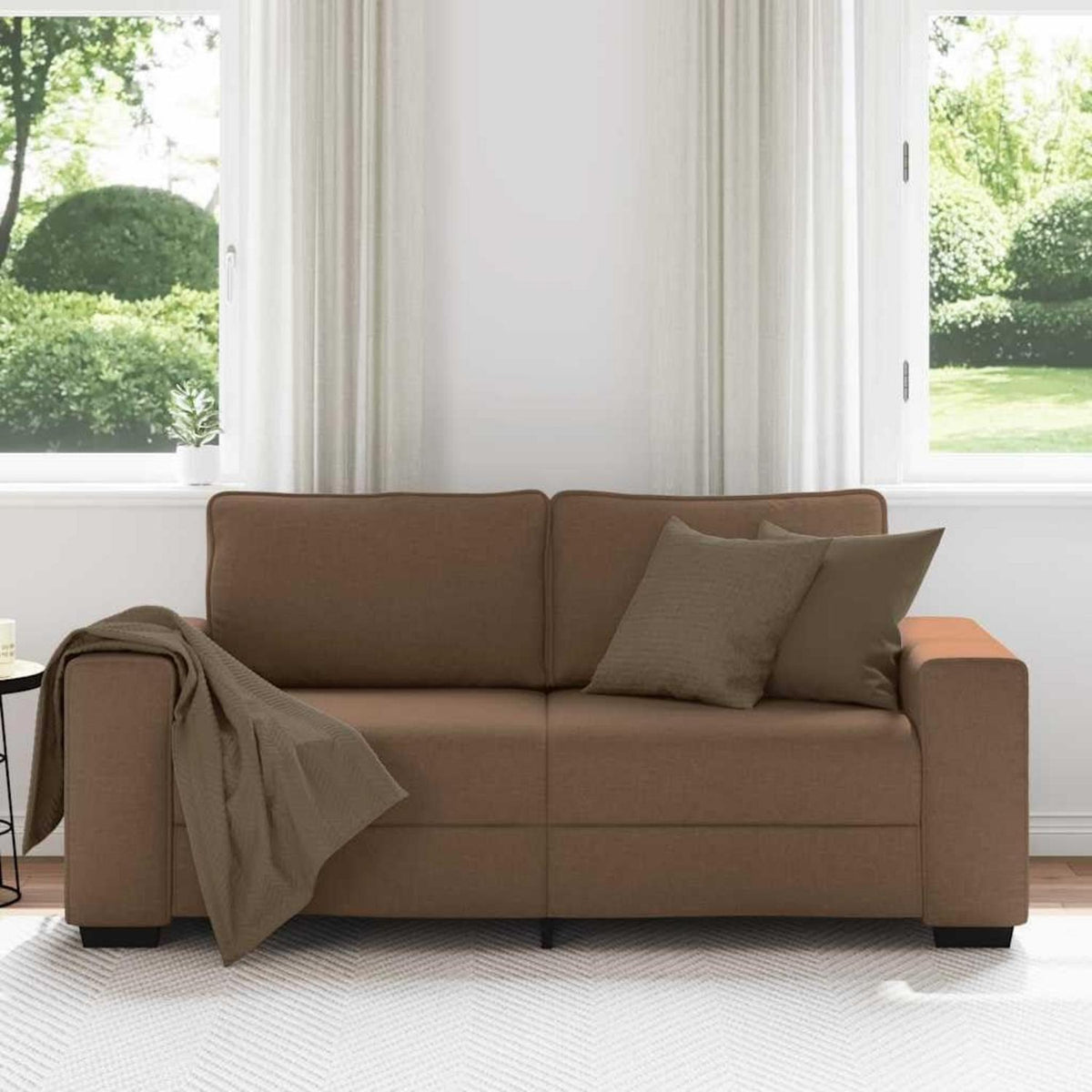 Modernes Sofa mit extra tiefen Sitzen, Braun 140cm