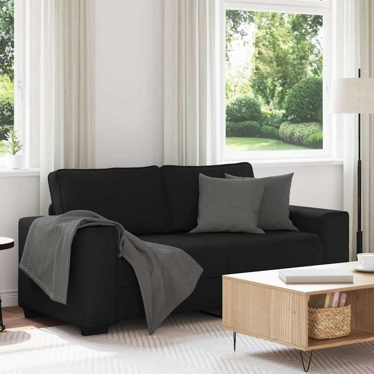 2-Sitzer Schlafsofa Schwarz – Bequemes Klappsofa für Wohnzimmer