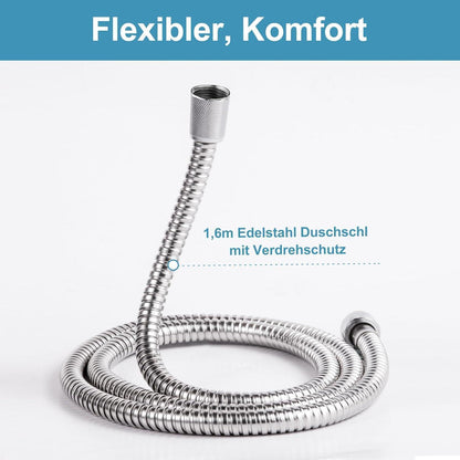 OFFO Duschset Chrom, 3 Strahlarten, 100cm Duschstange