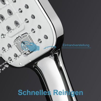 OFFO Duschset Chrom – 3 Strahlarten & Verstellbare Höhe