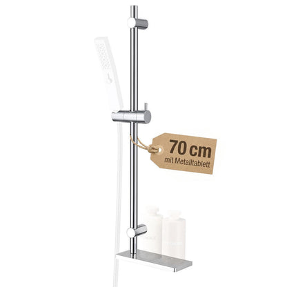 Verstellbare Duschstange 70cm Chrom mit Ablage & höhenverstellbarem Gleiter