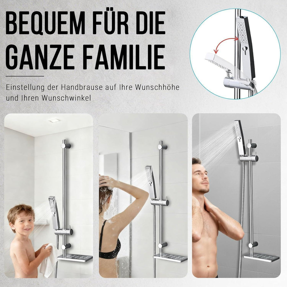 Verstellbare Duschstange 70cm Chrom mit Ablage & höhenverstellbarem Gleiter