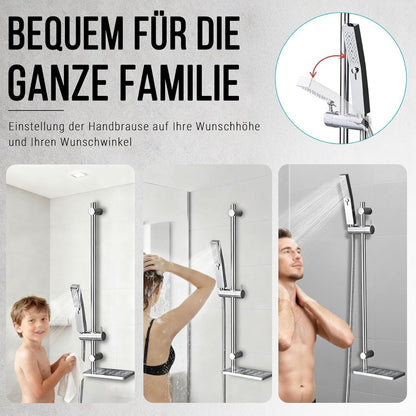 Verstellbare Duschstange 70cm Chrom mit Ablage & höhenverstellbarem Gleiter