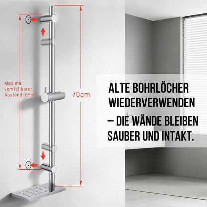 Verstellbare Duschstange 70cm Chrom mit Ablage & höhenverstellbarem Gleiter