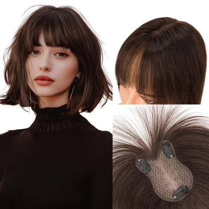 Clip-in Pony Echthaar #02 Dunkelbraun – Haar Topper für Dünnes Haar