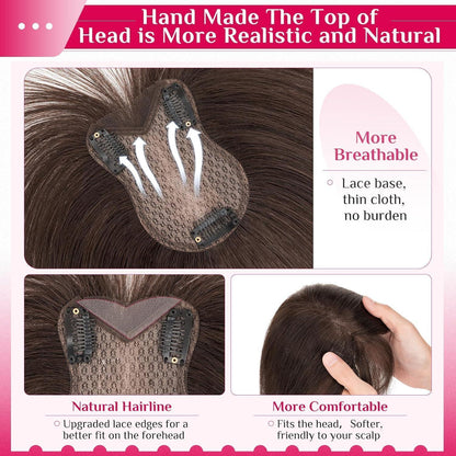 Clip-in Pony Echthaar #02 Dunkelbraun – Haar Topper für Dünnes Haar
