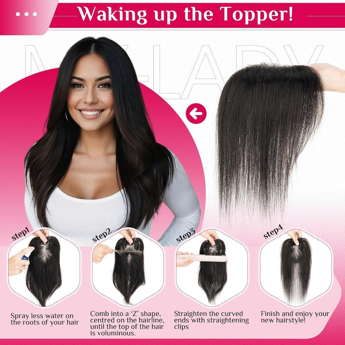 Clip-in Pony Echthaar #02 Dunkelbraun – Haar Topper für Dünnes Haar
