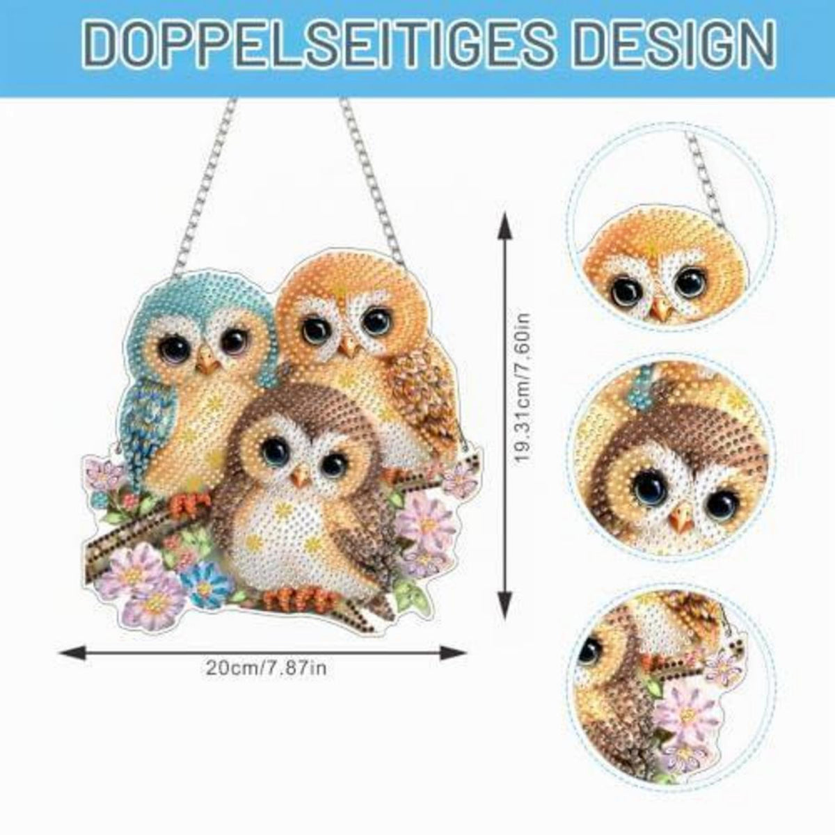 Diamantmalerei Eulen Fensterbild 5D Suncatcher Bausatz
