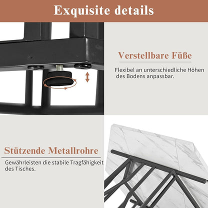 Moderner sechseckiger Esstisch mit Marmoroptik & Astgestell