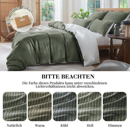 Bettwäsche-Set 135x200 Baumwolle Olivgrün 4tlg.