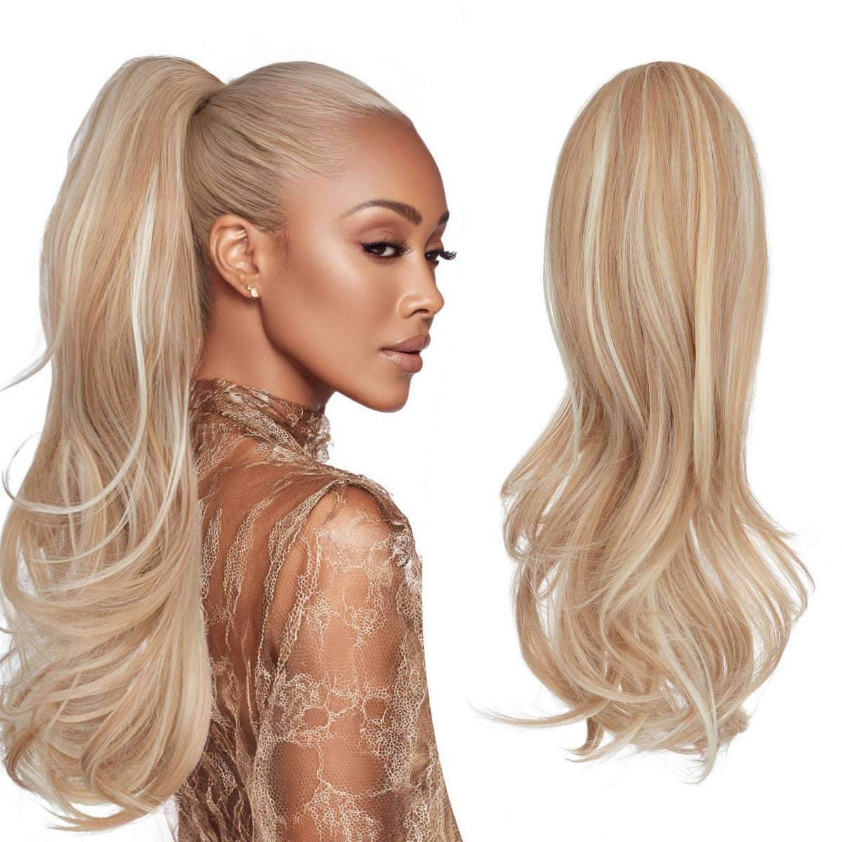 Welliges Pferdeschwanz-Haarteil mit Kordelzug, 56 cm