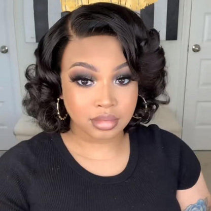 Kurze Lockige Perücke Schwarz 1B – Glueless Bob Perücke