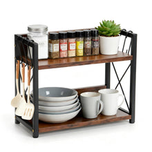 2-Tier Kaffee Tee Organizer mit Tassenhalter aus Holz & Eisen