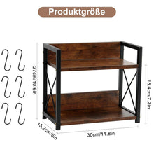 2-Tier Kaffee Tee Organizer mit Tassenhalter aus Holz & Eisen