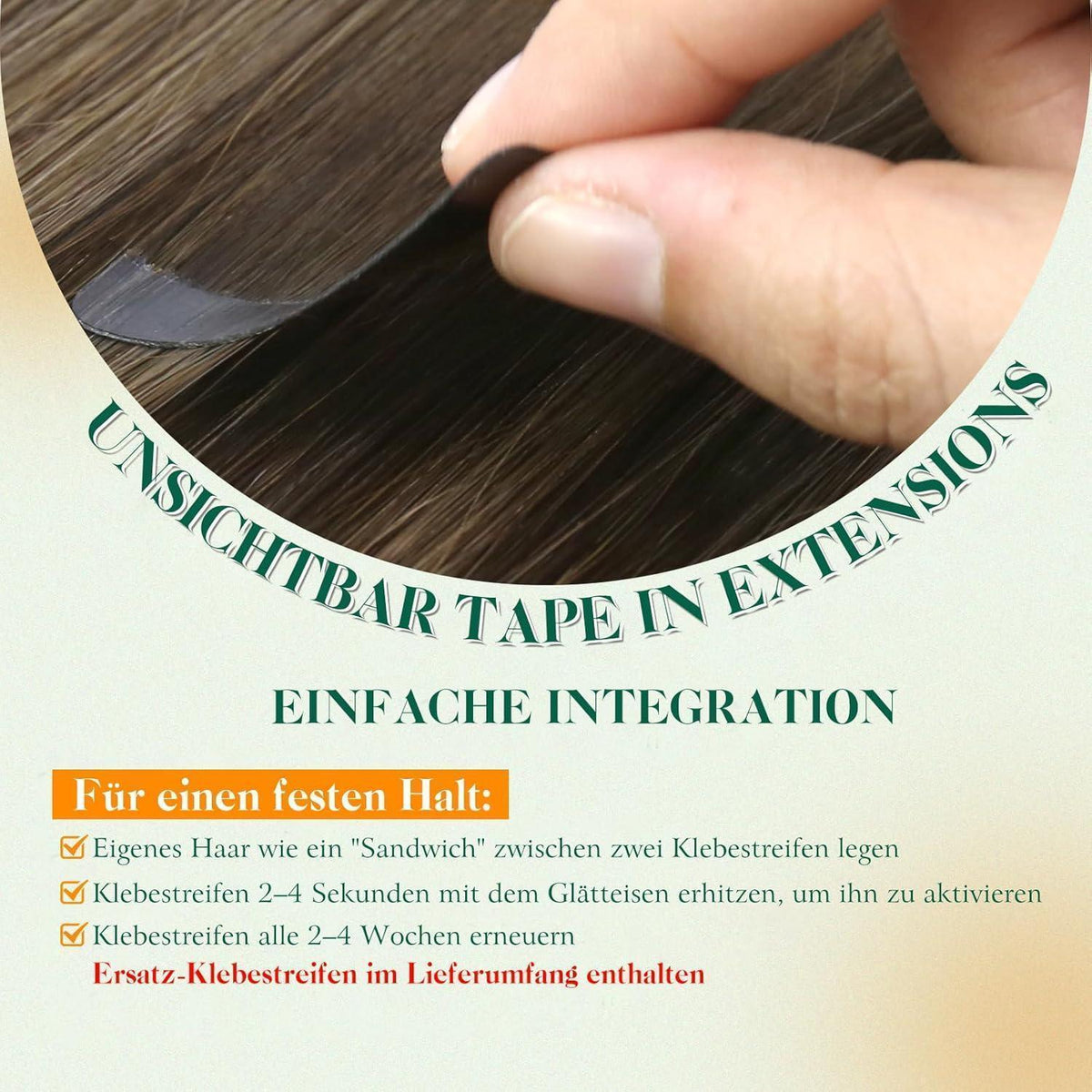 Echthaar Tape Extensions Braun Ombre 40cm - Natürliche Verlängerung