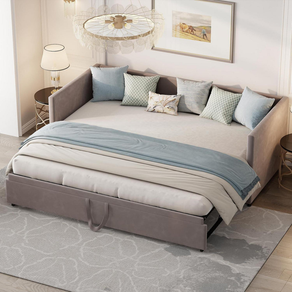 Schlafsofa 200cm Grau – Ausziehbar, Schrankbett & Tagesbett