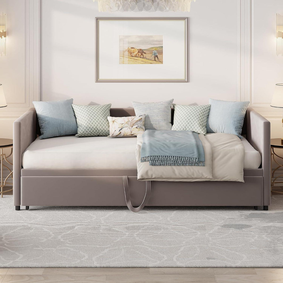 Schlafsofa 200cm Grau – Ausziehbar, Schrankbett & Tagesbett