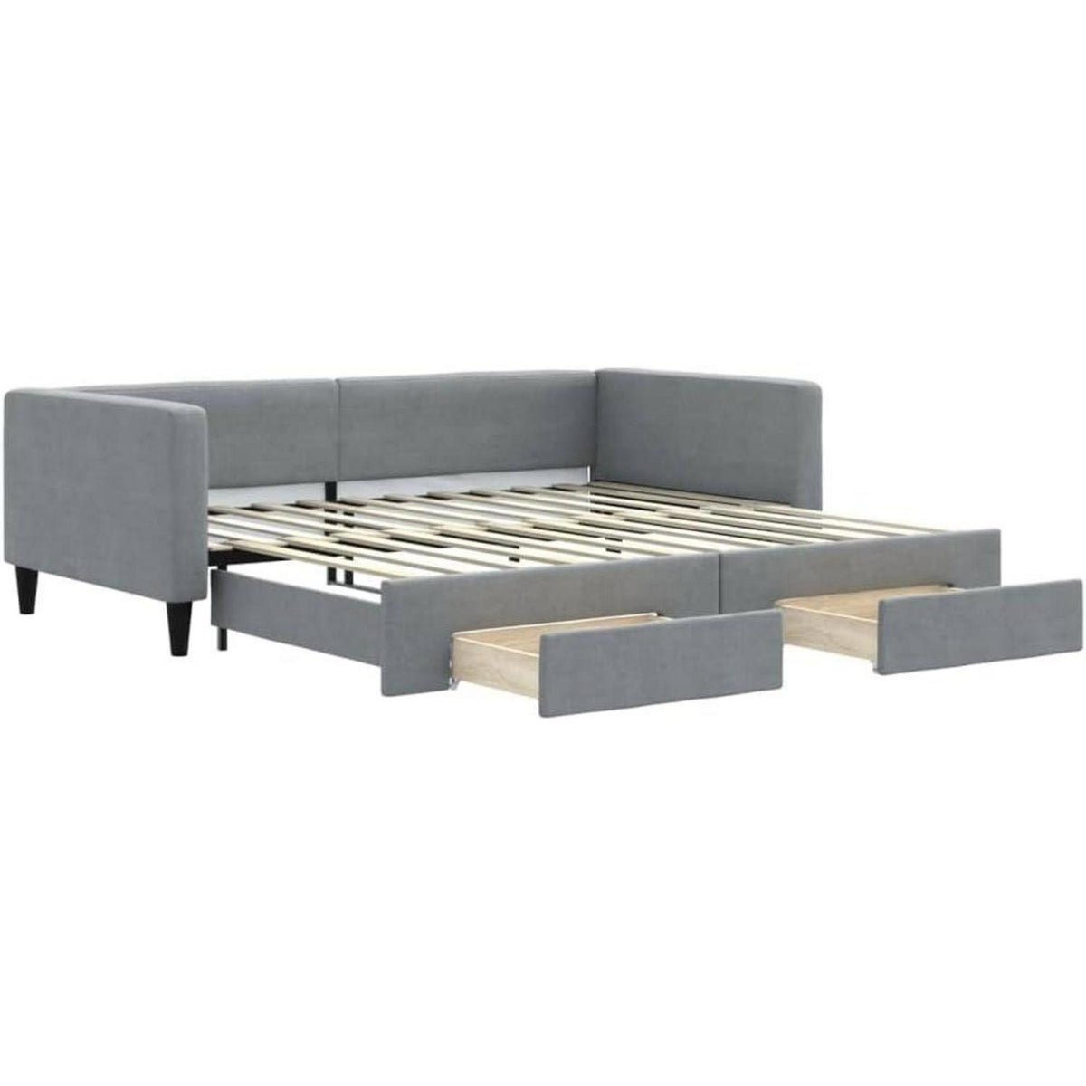 2-Sitzer Schlafsofa mit Bettkasten & Schublade – Hellgrau