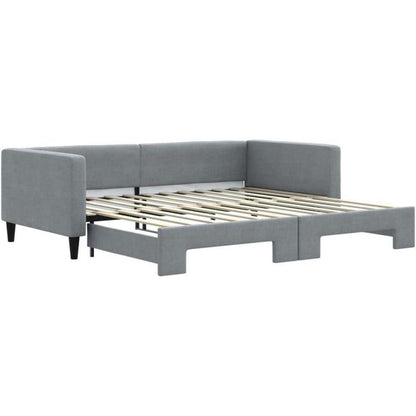 Schlafsofa 2-Sitzer, Ausziehbett mit Bettkasten, Hellgrau