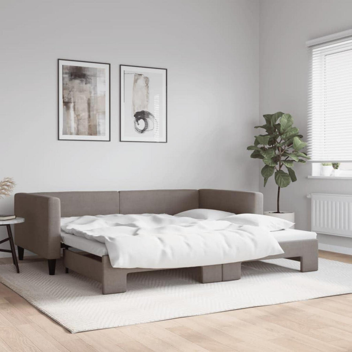 2-Sitzer Schlafsofa mit Bettkasten & Stauraum – Taupe 100x200 cm