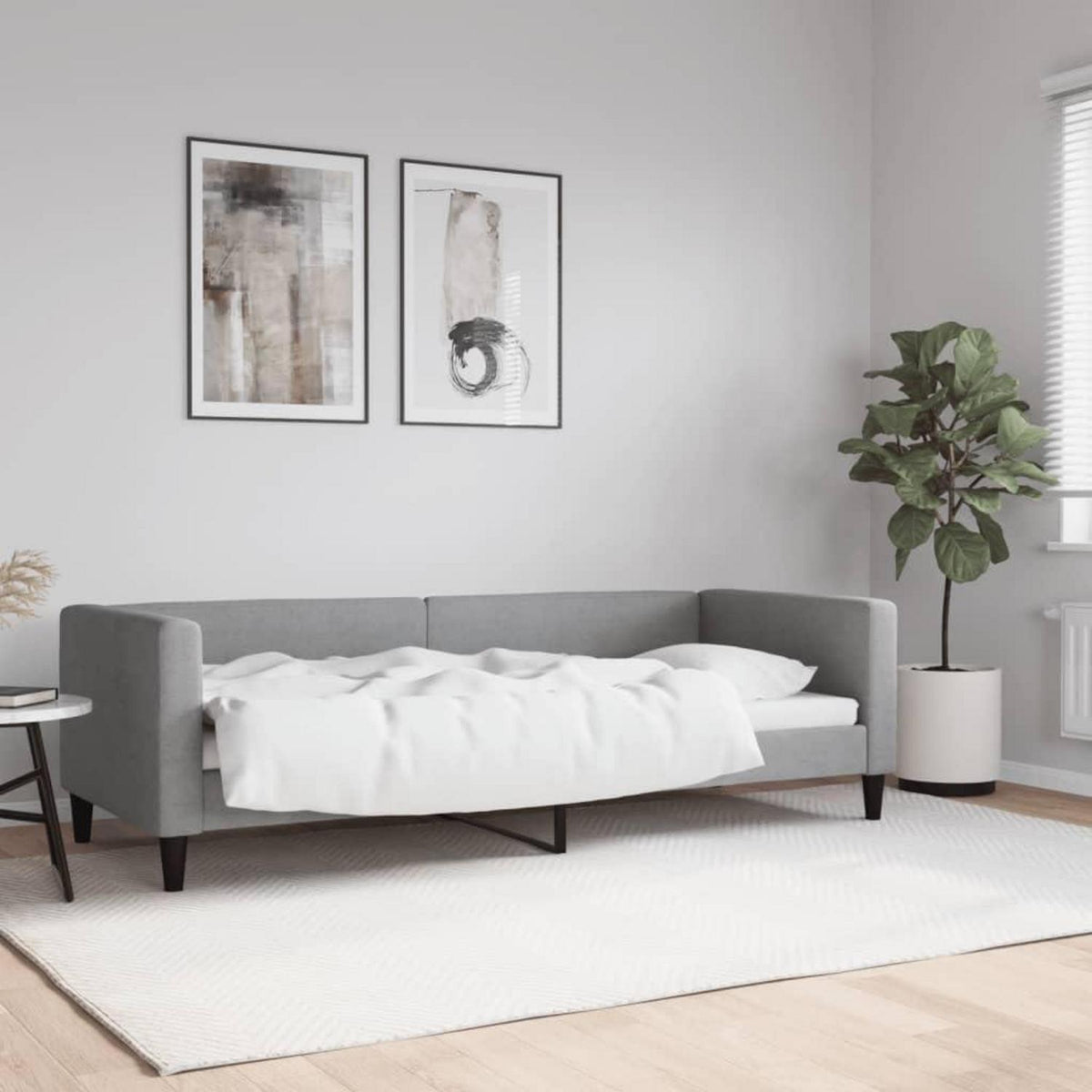Tagesbett Hellgrau 80x200 cm mit Stauraum & Schlaffunktion
