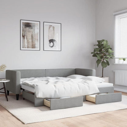2-in-1 Schlafsofa mit Bettkasten & Schublade – Hellgrau 80x200 cm