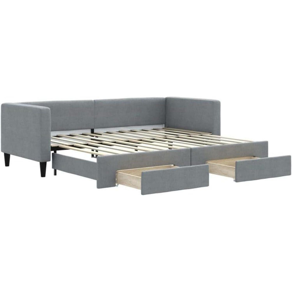 2-in-1 Schlafsofa mit Bettkasten & Schublade – Hellgrau 80x200 cm