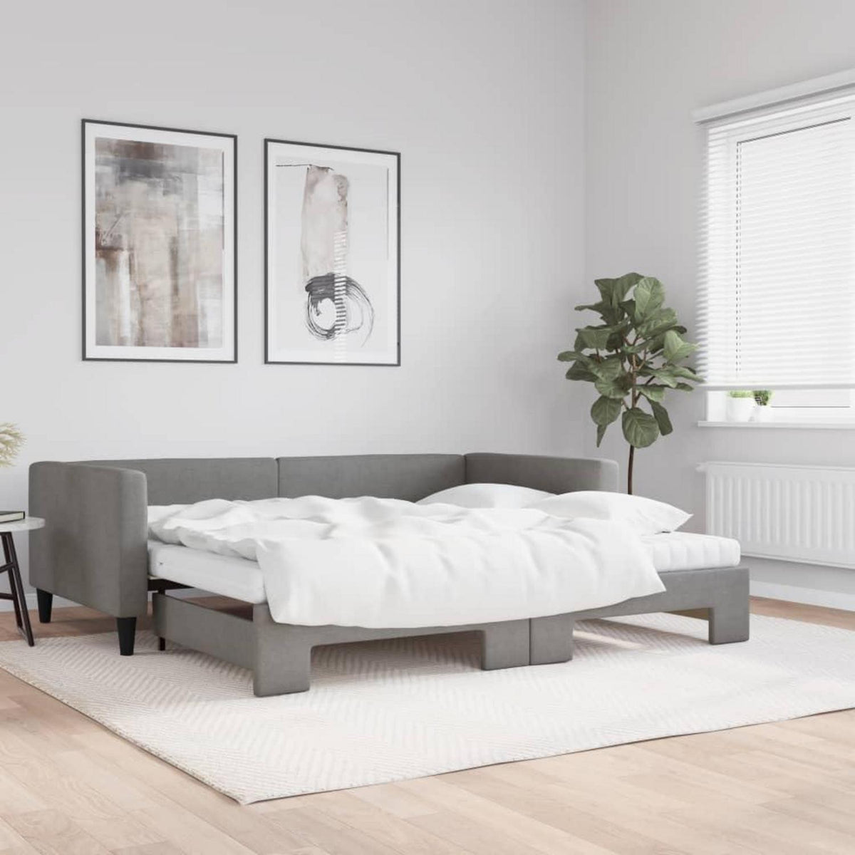 2-in-1 Schlafsofa Dunkelgrau 100x200 cm mit Bettkasten