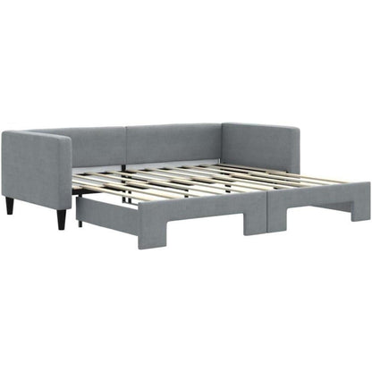 Schlafsofa 2-Sitzer, Hellgrau, 90x190 cm mit Bettkasten