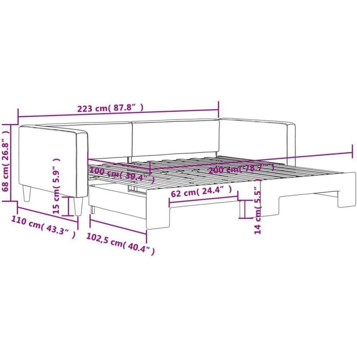 2-Sitzer Schlafsofa mit Bettkasten & Stauraum – 100x200 cm