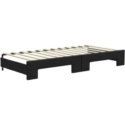 Tagesbett ausziehbar mit Schubladen – 2-Sitzer Sofabett Schwarz 100x200 cm