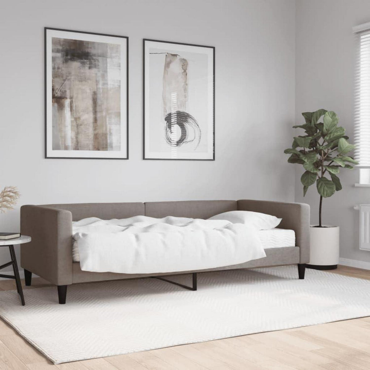 2-Sitzer Schlafsofa mit Matratze & Stauraum – Taupe 90x200 cm