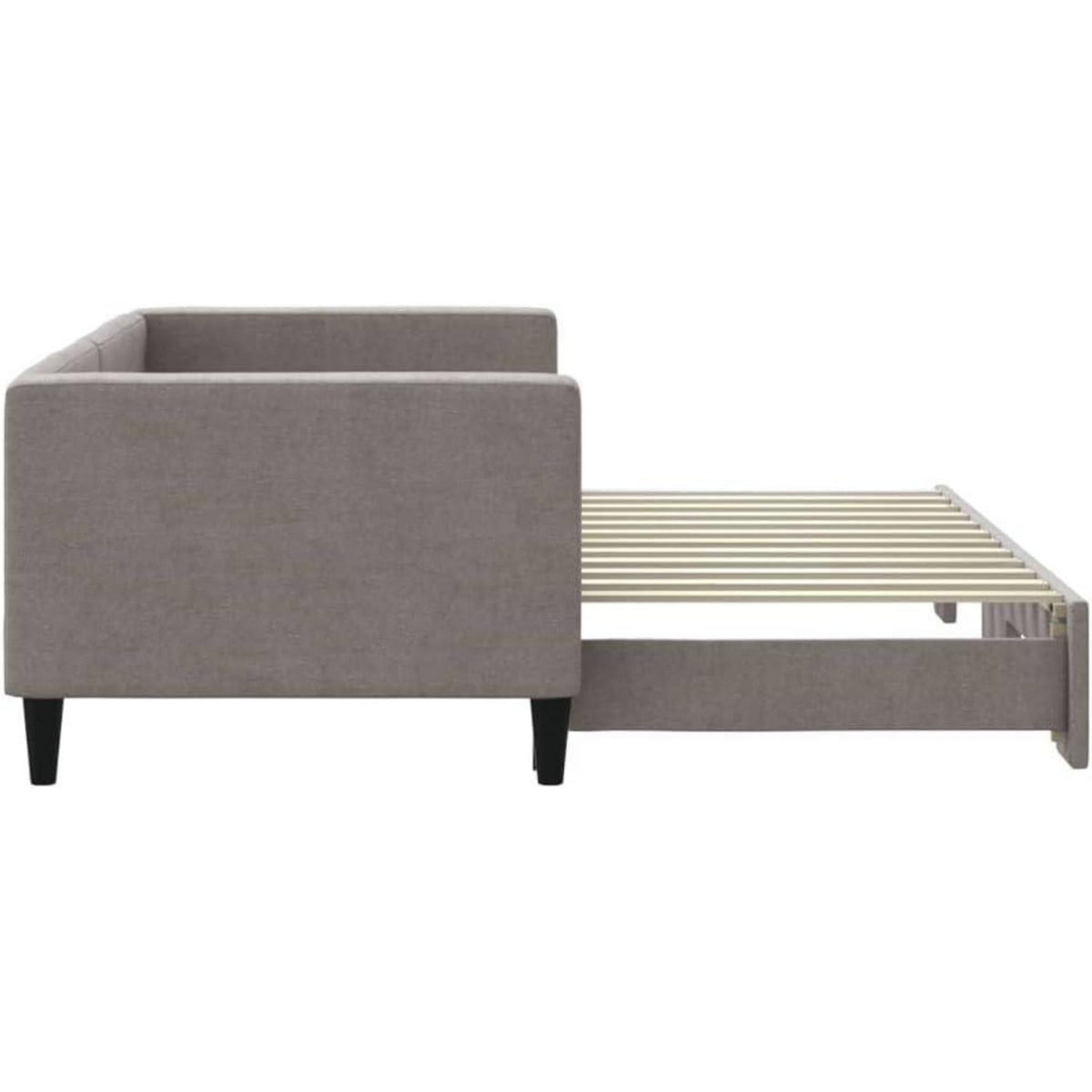 Schlafsofa 2-Sitzer Taupe – Ausziehbett mit Bettkasten