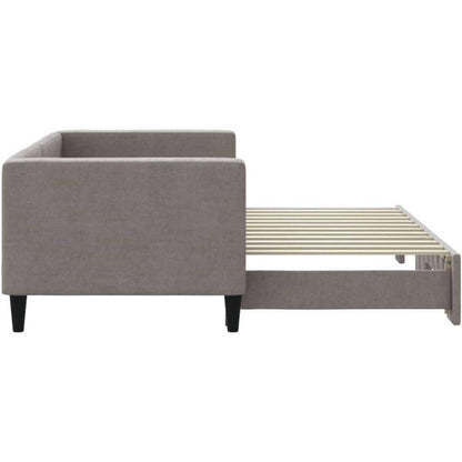 Schlafsofa 2-Sitzer Taupe – Ausziehbett mit Bettkasten