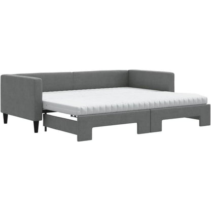 2-Sitzer Schlafsofa mit Bettkasten & Matratze – Dunkelgrau 90x190 cm