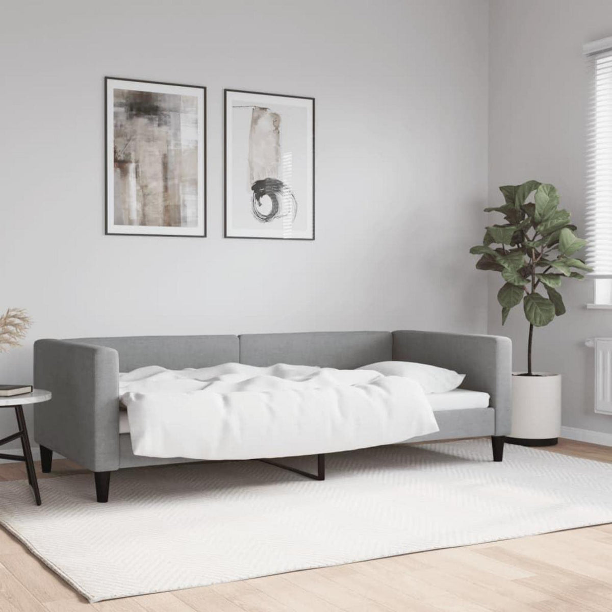 2-in-1 Schlafsofa 90x200 cm – Grau, Stoff, mit Stauraum